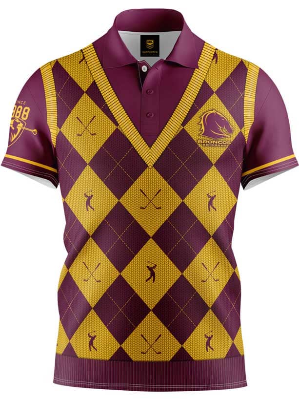 Brisbane Broncos NRL Fairway Golf Polo Shirt Brisbane Broncos NRL Fairway Golf Polo Shirt