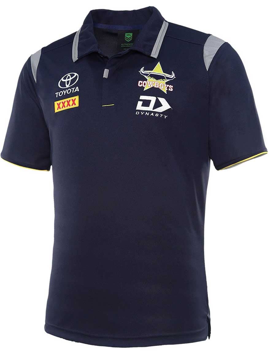 North Queensland Cowboys NRL Mens Navy Media Polo Shirt