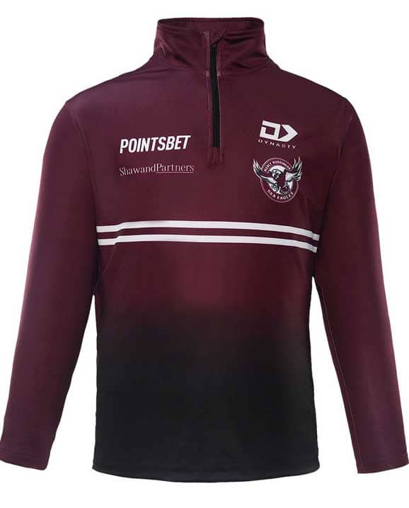 Manly Sea Eagles NRL Mens Qtr Zip Long Sleeve Training Tee