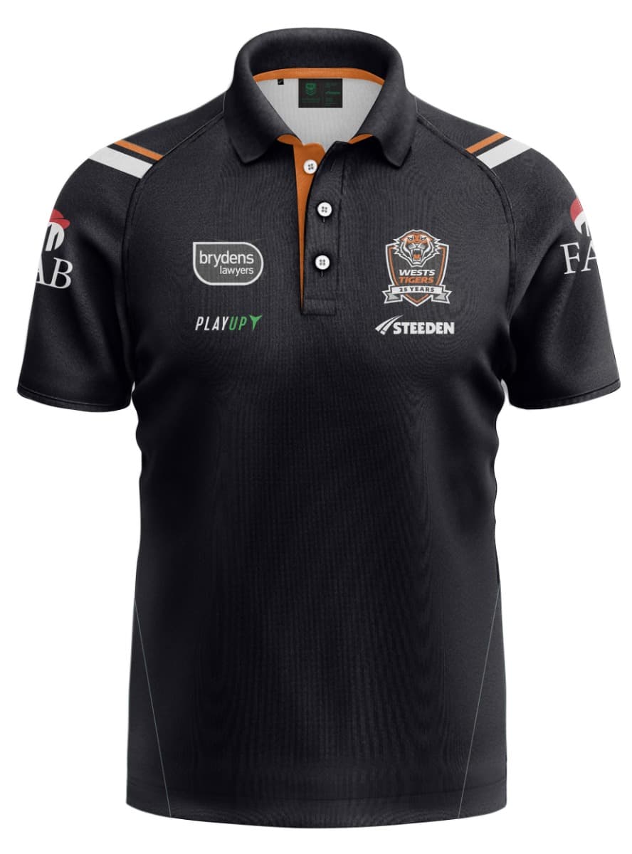 Wests Tigers 2024 NRL Mens Media Polo Shirt