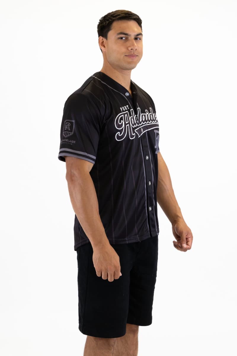 Port Adelaide Power 2025 AFL Mens Blackout Baseball Shirt