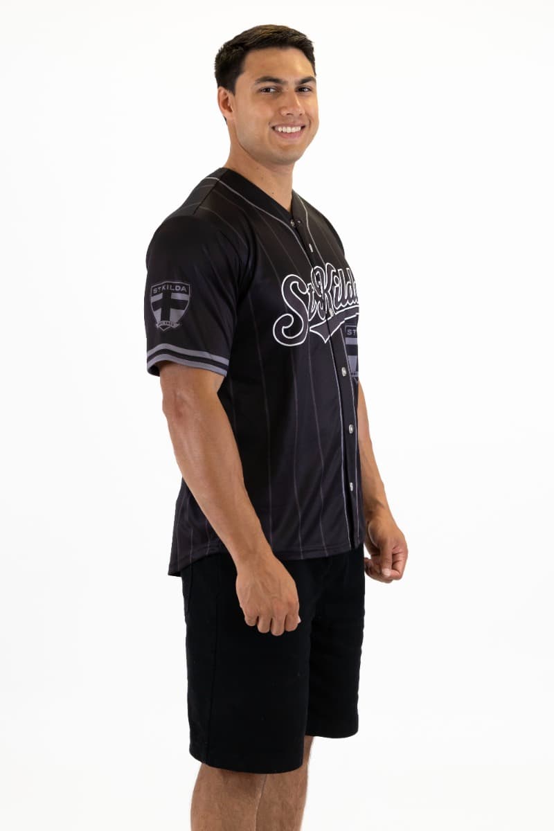 St Kilda Saints 2025 AFL Mens Blackout Baseball Shirt