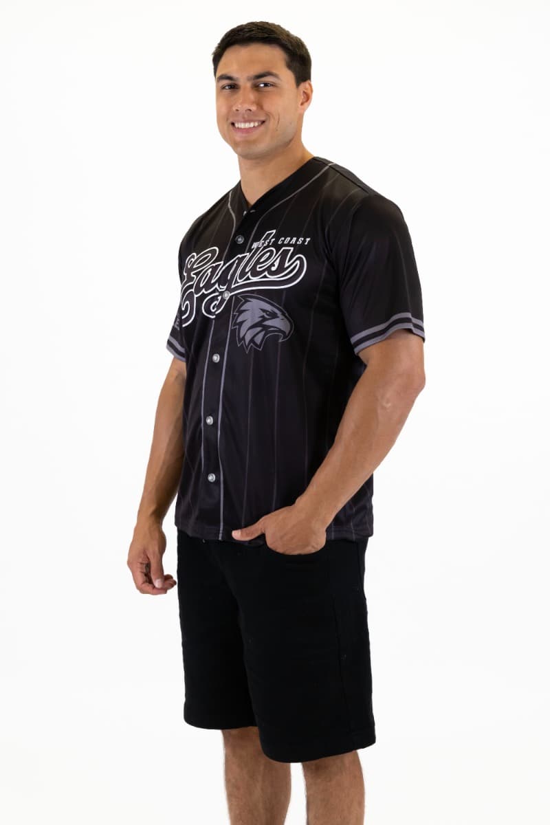 West Coast Eagles 2025 AFL Mens Blackout Baseball Shirt