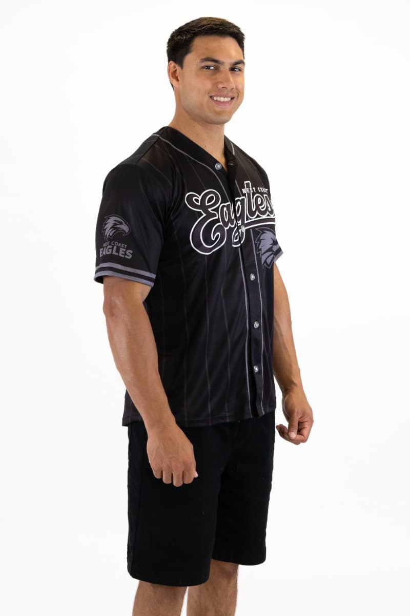 West Coast Eagles 2025 AFL Mens Blackout Baseball Shirt