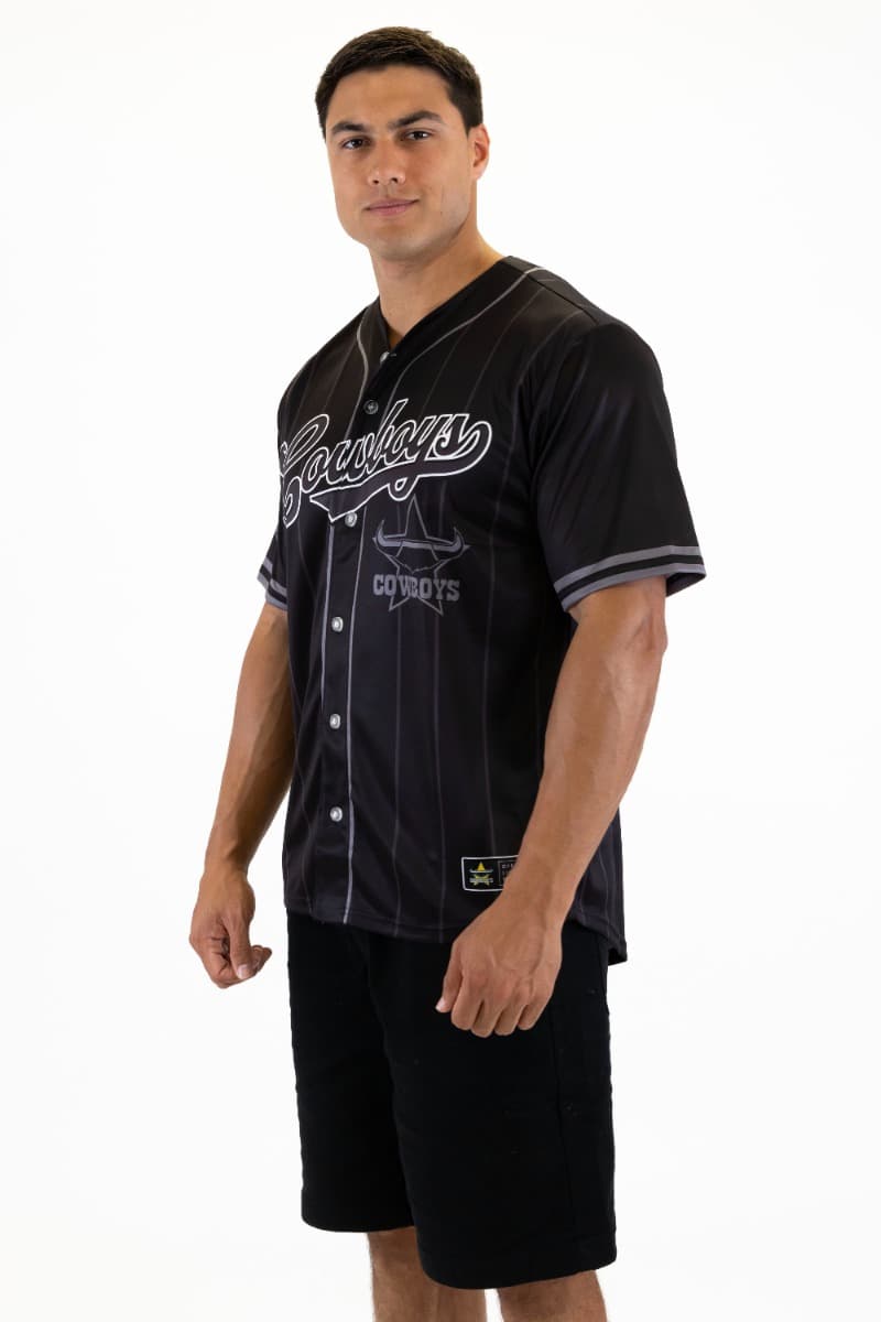 North Queensland Cowboys 2025 NRL Mens Blackout Baseball Shirt