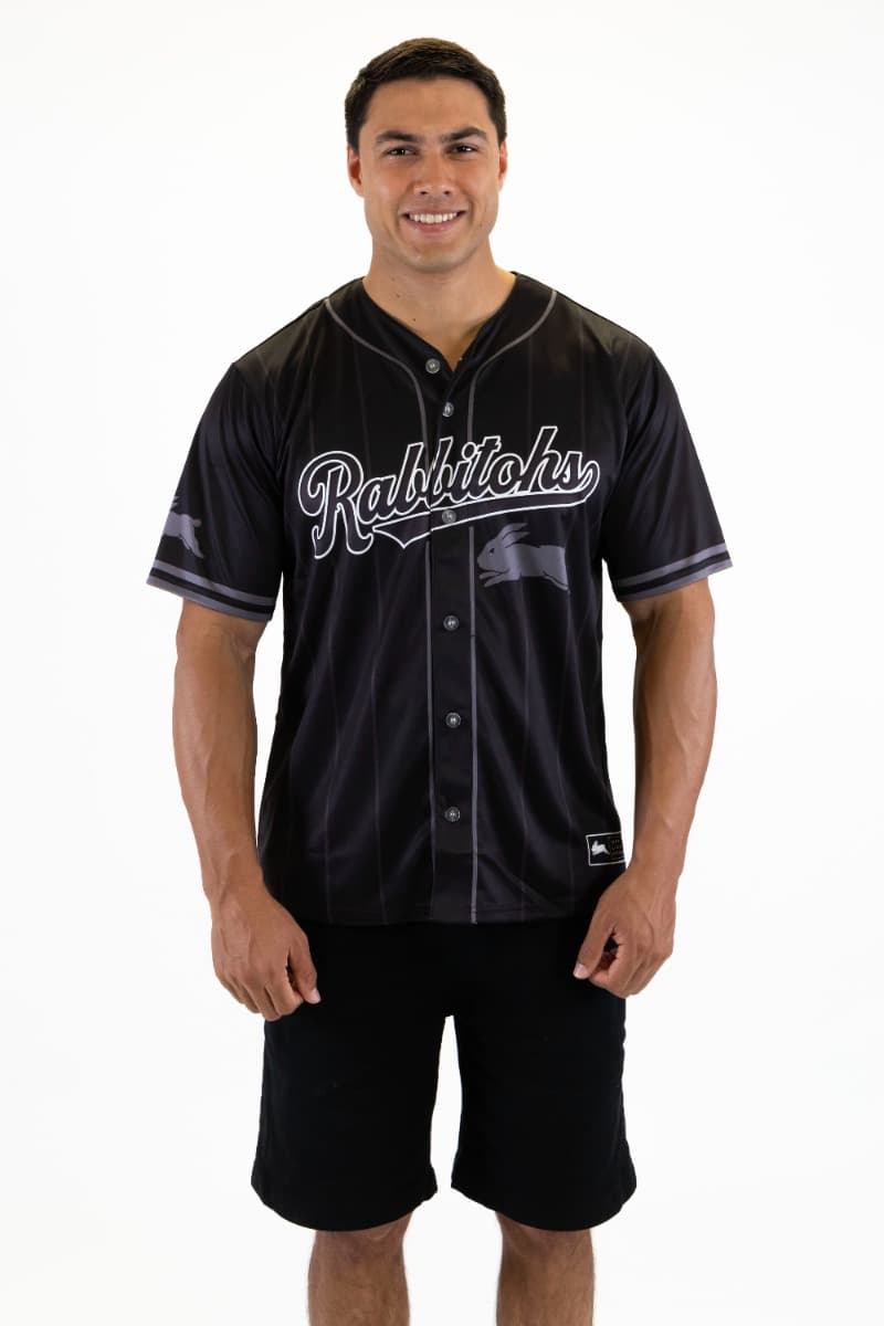 South Sydney Rabbitohs 2025 NRL Mens Blackout Baseball Shirt