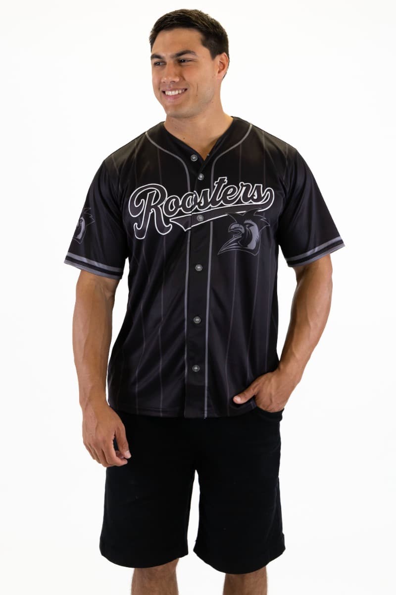 Sydney Roosters 2025 NRL Mens Blackout Baseball Shirt
