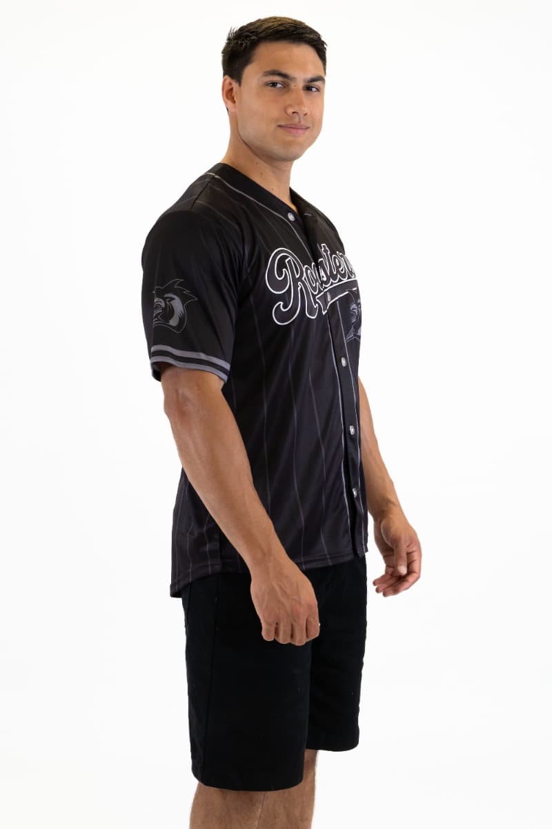 Sydney Roosters 2025 NRL Mens Blackout Baseball Shirt