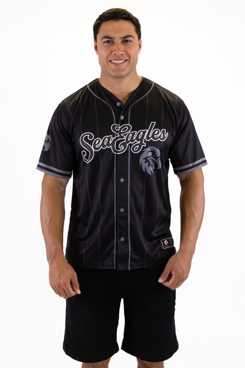 Manly Sea Eagles 2025 NRL Mens Blackout Baseball Shirt