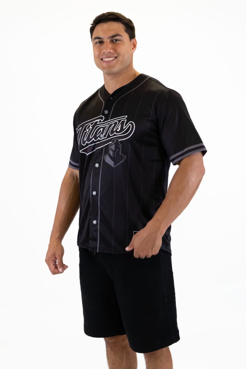 Gold Coast Titans 2025 NRL Mens Blackout Baseball Shirt