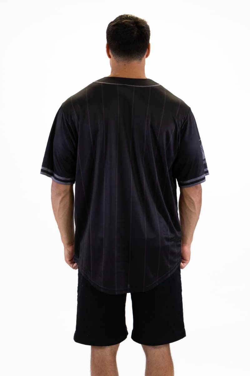 New Zealand Warriors 2025 NRL Mens Blackout Baseball Shirt New Zealand Warriors 2025 NRL Mens Blackout Baseball Shirt