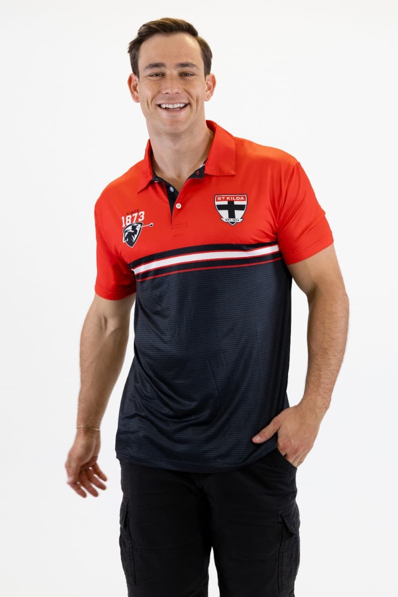 St Kilda Saints 2025 AFL Mens Sandman Golf Polo Shirt