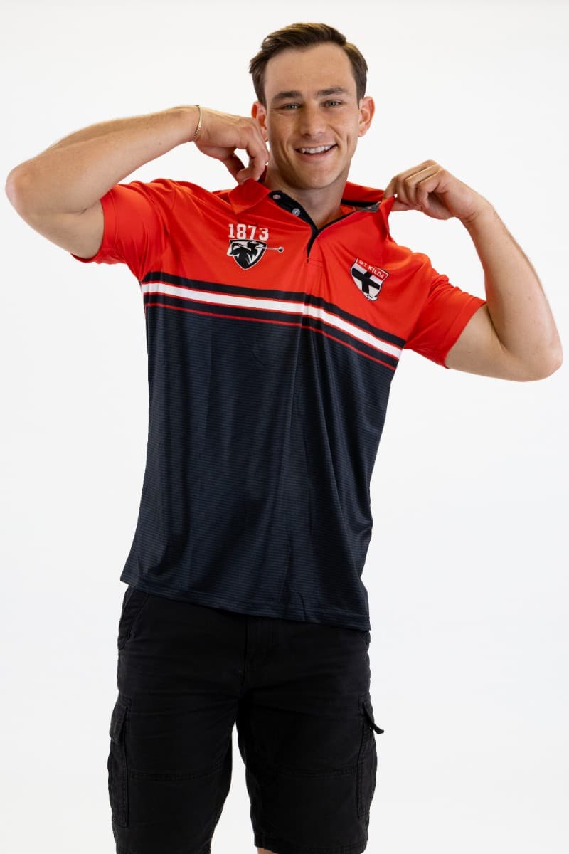 St Kilda Saints 2025 AFL Mens Sandman Golf Polo Shirt