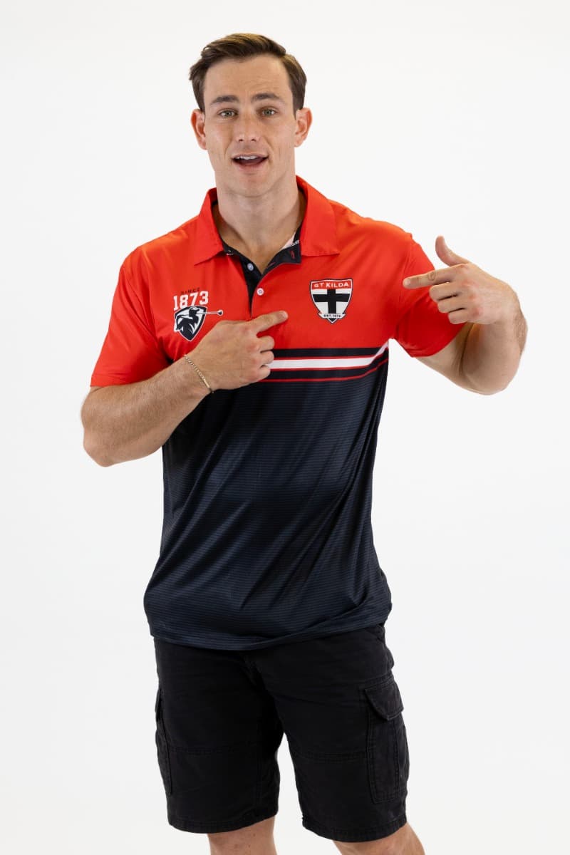 St Kilda Saints 2025 AFL Mens Sandman Golf Polo Shirt