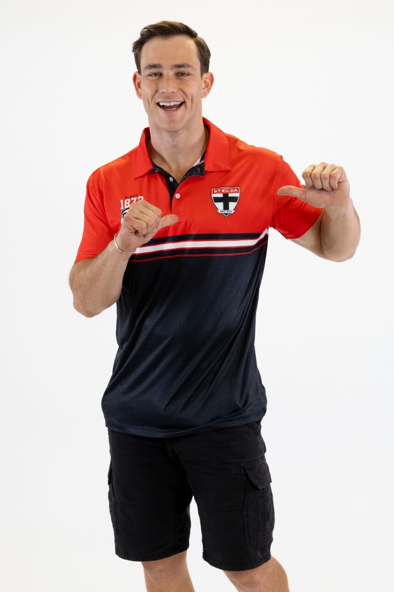 St Kilda Saints 2025 AFL Mens Sandman Golf Polo Shirt