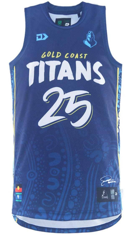 Gold Coast Titans 2025 NRL Mens Indigenous Basketball Singlet Gold Coast Titans 2025 NRL Mens Indigenous Basketball Singlet