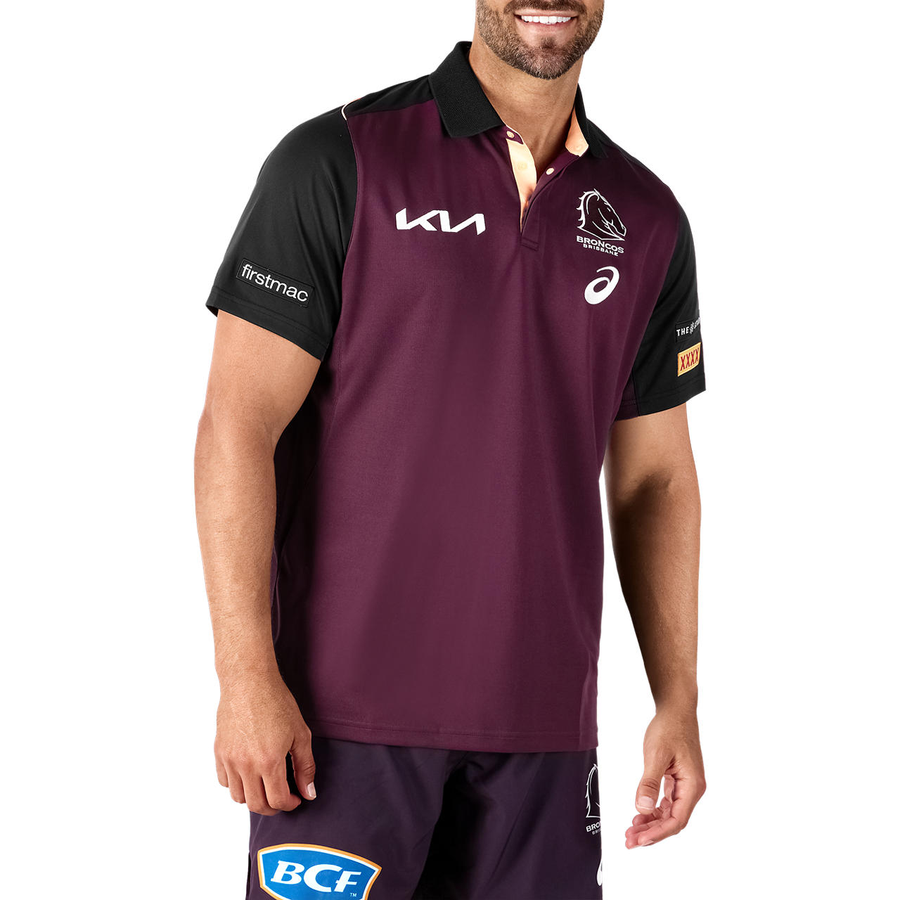 Brisbane Broncos NRL Mens Maroon Training Polo Shirt Brisbane Broncos NRL Mens Maroon Training Polo Shirt