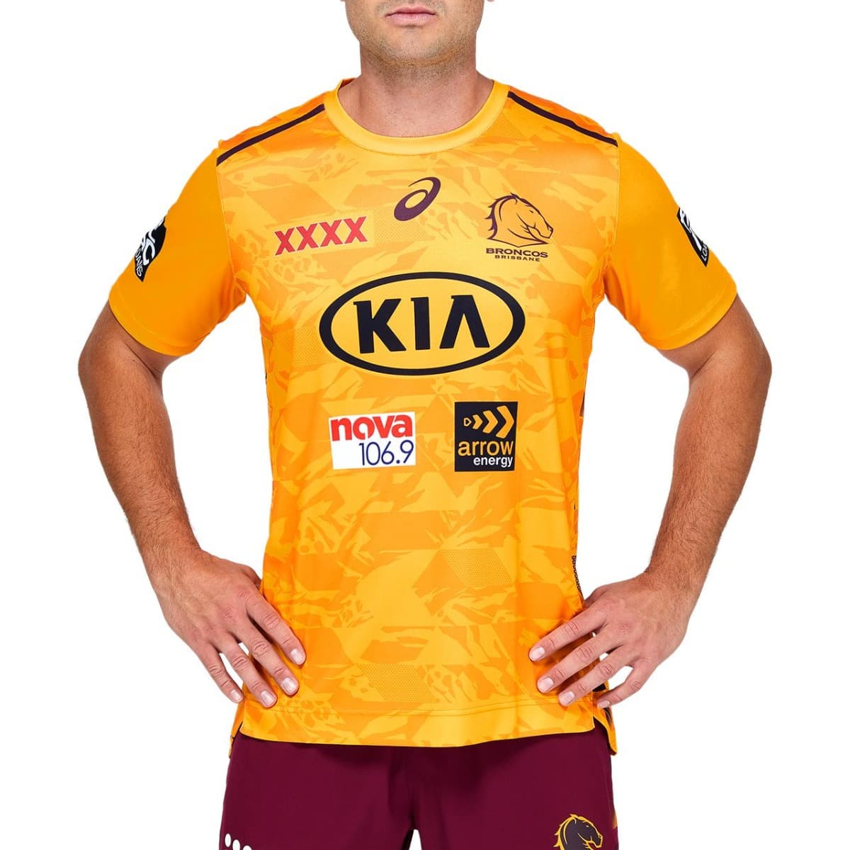 Brisbane Broncos NRL Gold Mens Training Shirt Brisbane Broncos NRL Gold Mens Training Shirt