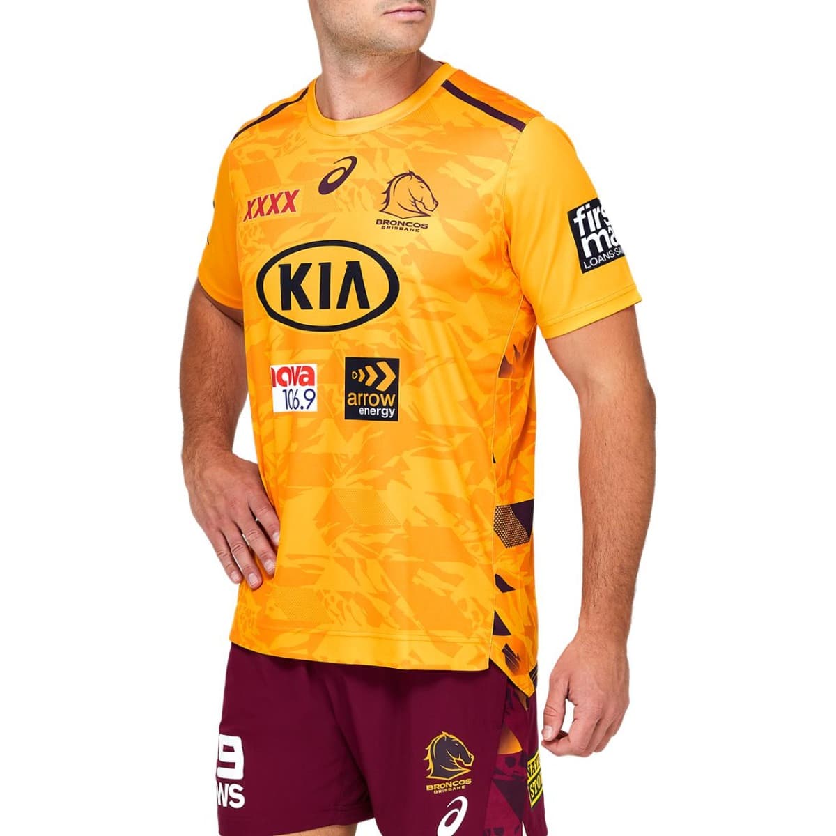 Brisbane Broncos NRL Gold Mens Training Shirt Brisbane Broncos NRL Gold Mens Training Shirt