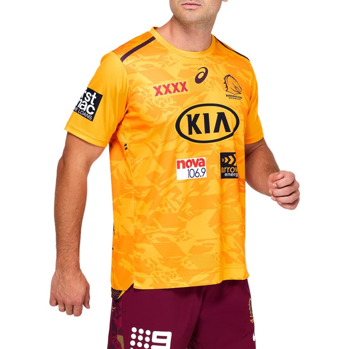 Brisbane Broncos NRL Gold Mens Training Shirt Brisbane Broncos NRL Gold Mens Training Shirt