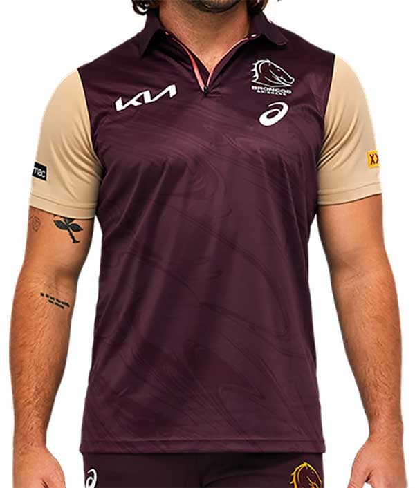 Brisbane Broncos 2023 NRL Mens Training Polo Shirt