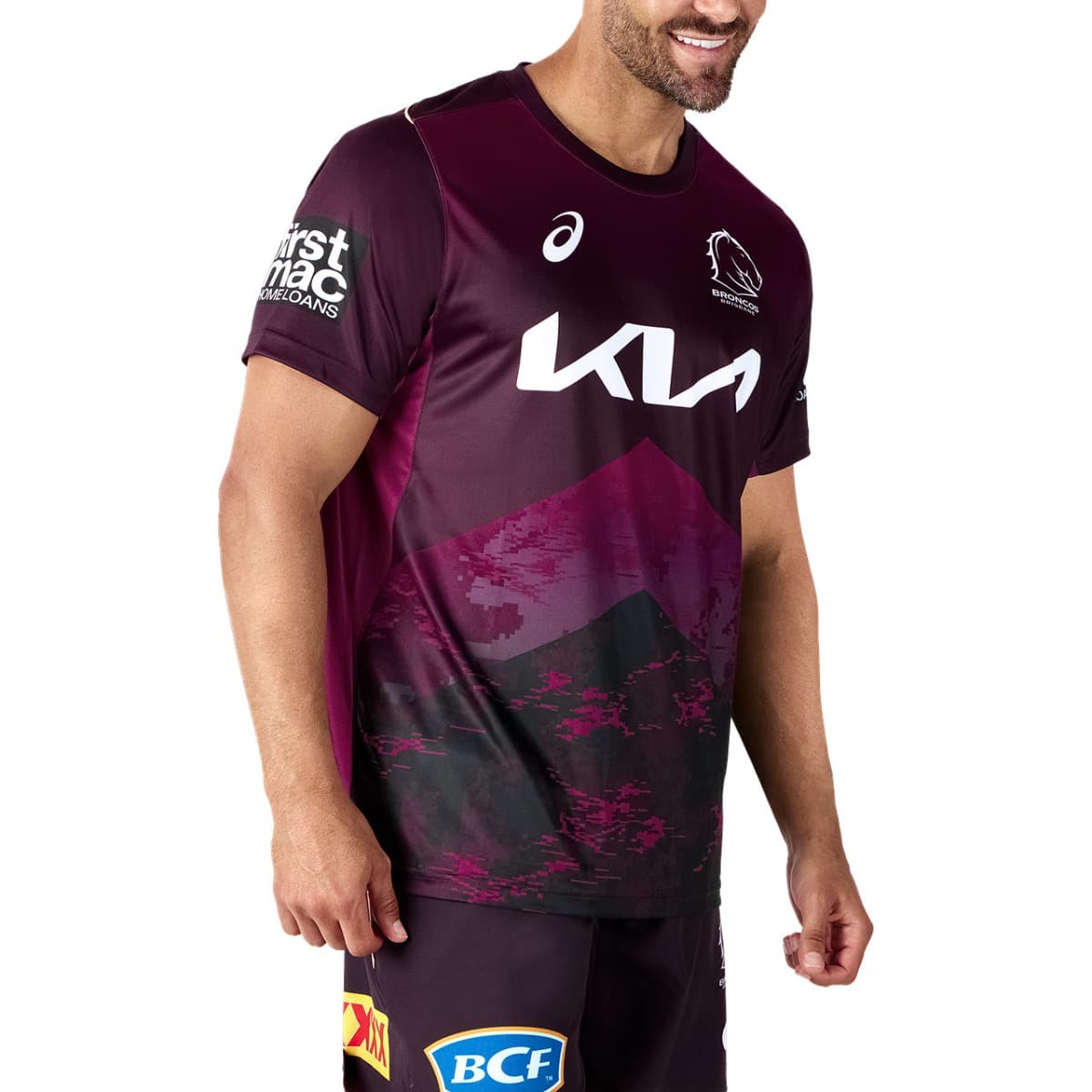 Brisbane Broncos 2024 NRL Mens Maroon Training Shirt Brisbane Broncos 2024 NRL Mens Maroon Training Shirt