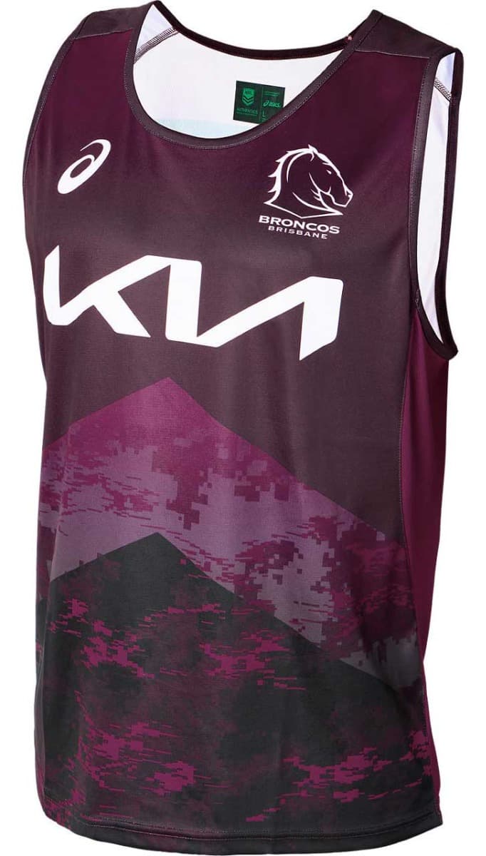 Brisbane Broncos 2024 NRL Mens Maroon Training Singlet
