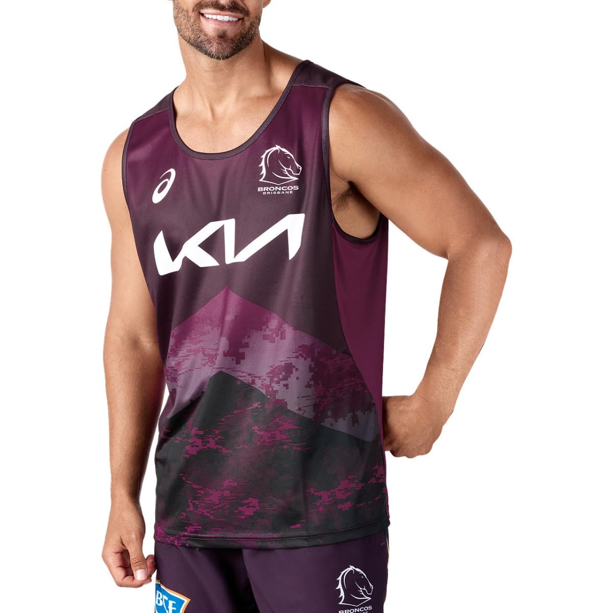 Brisbane Broncos 2024 NRL Mens Maroon Training Singlet