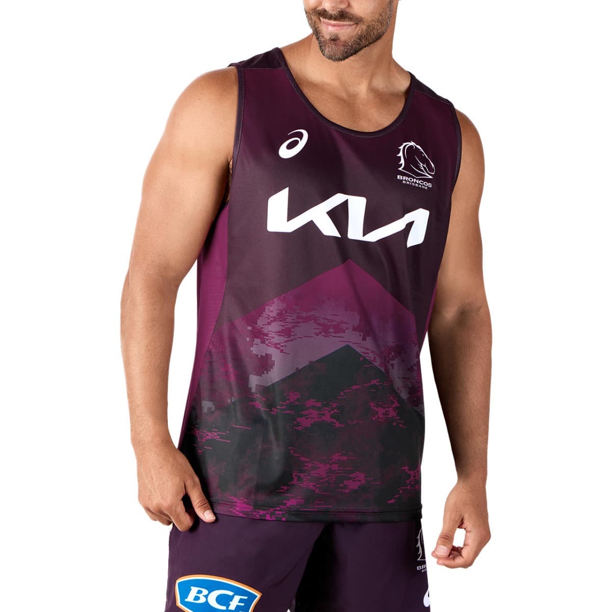 Brisbane Broncos 2024 NRL Mens Maroon Training Singlet