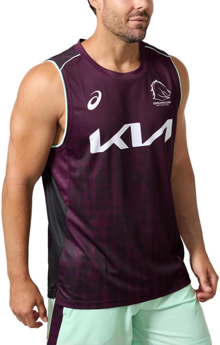 Brisbane Broncos 2025 NRL Mens Maroon Training Singlet
