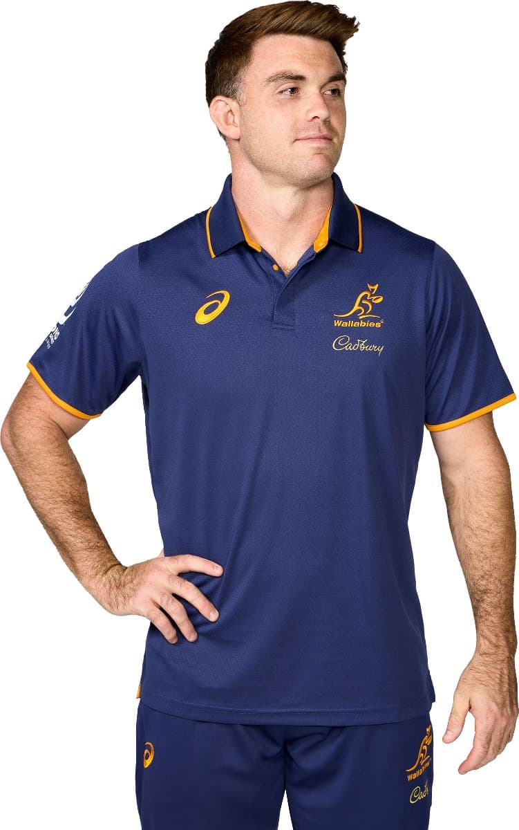 Australian Wallabies 2025 Rugby Union Mens Media Polo Shirt