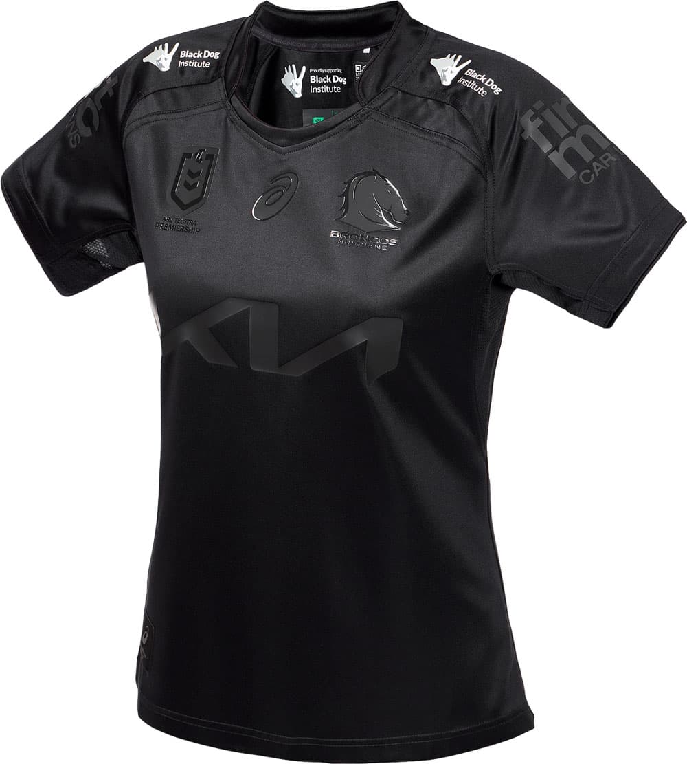 Brisbane Broncos 2025 NRL Ladies Black Dog Charity Jersey