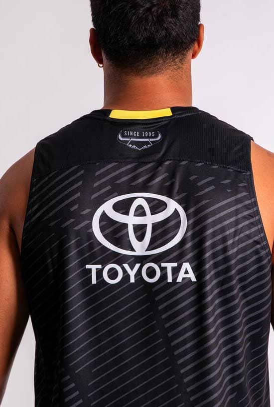 North Queensland Cowboys 2024 NRL Mens Black Alternate Training Singlet