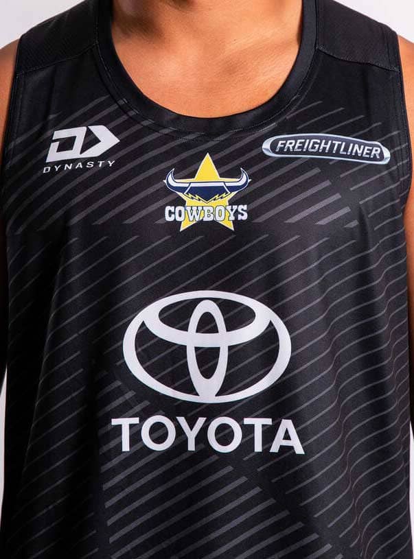 North Queensland Cowboys 2024 NRL Mens Black Alternate Training Singlet