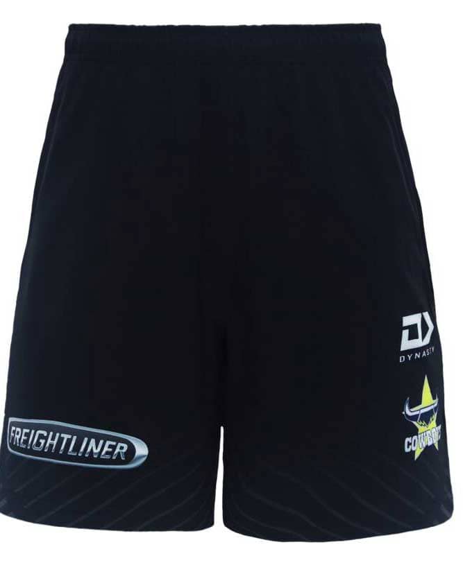 North Queensland Cowboys 2024 NRL Mens Black Alternate Gym Zip Shorts