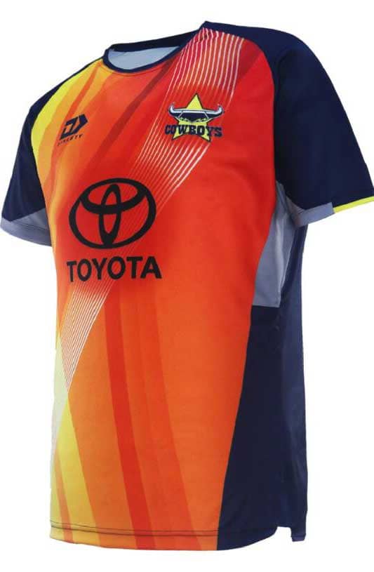 North Queensland Cowboys 2024 NRL Mens Orange Warm Up Shirt North Queensland Cowboys 2024 NRL Mens Orange Warm Up Shirt