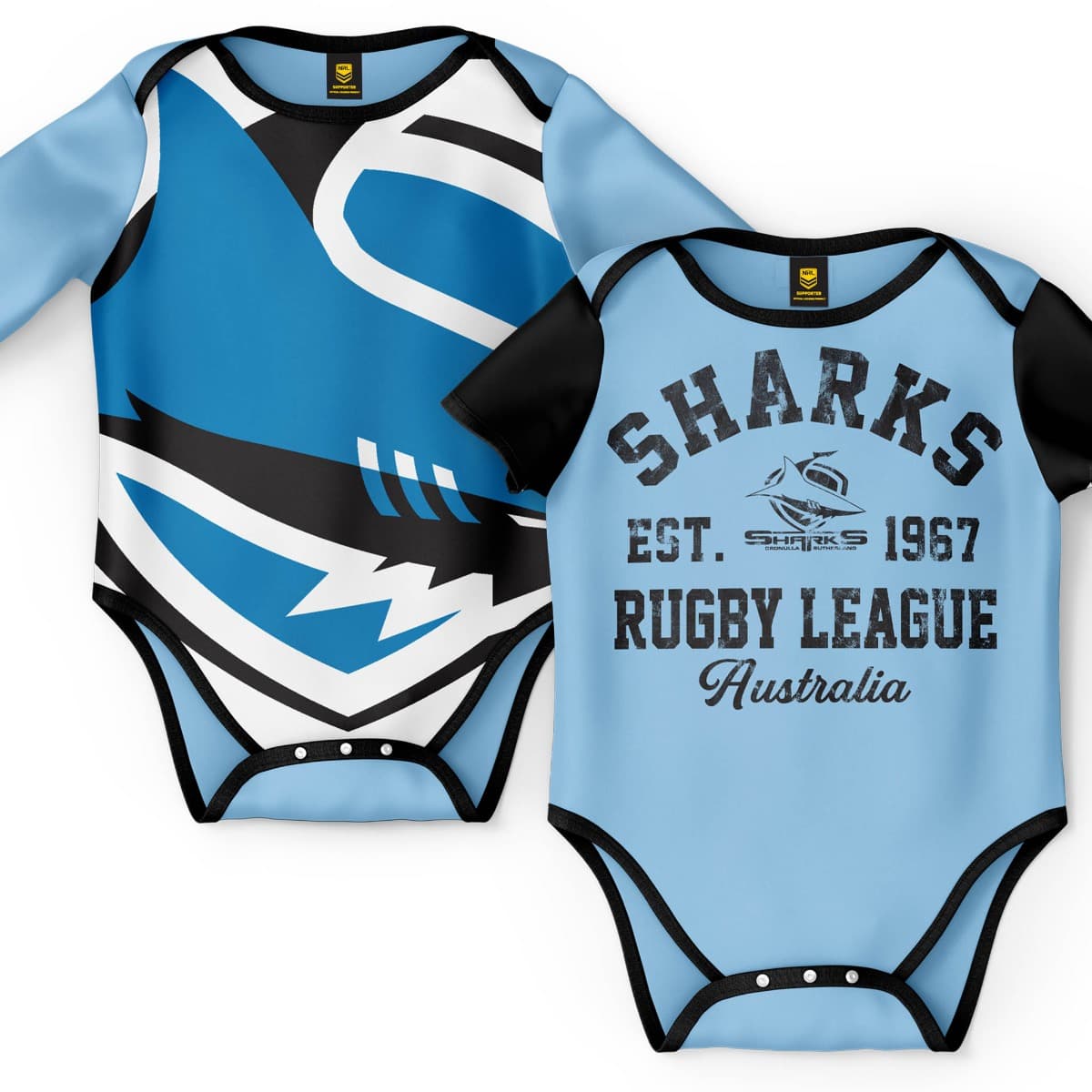 Cronulla Sharks NRL Toddler 2pc Bodysuit Gift Set
