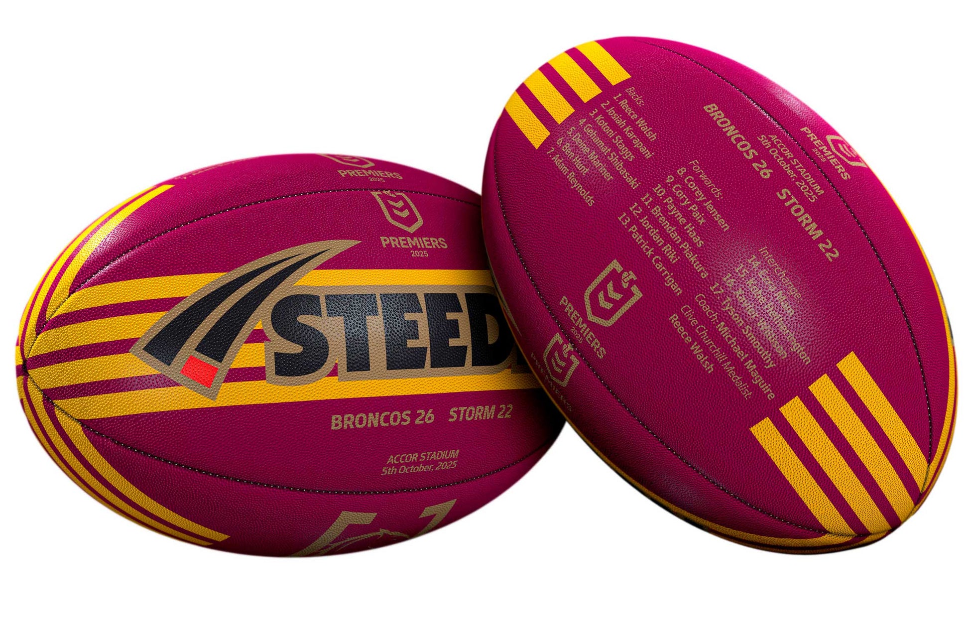 Brisbane Broncos 2025 NRL Premiers Size 5 Football *PRESALE* Brisbane Broncos 2025 NRL Premiers Size 5 Football *PRESALE*