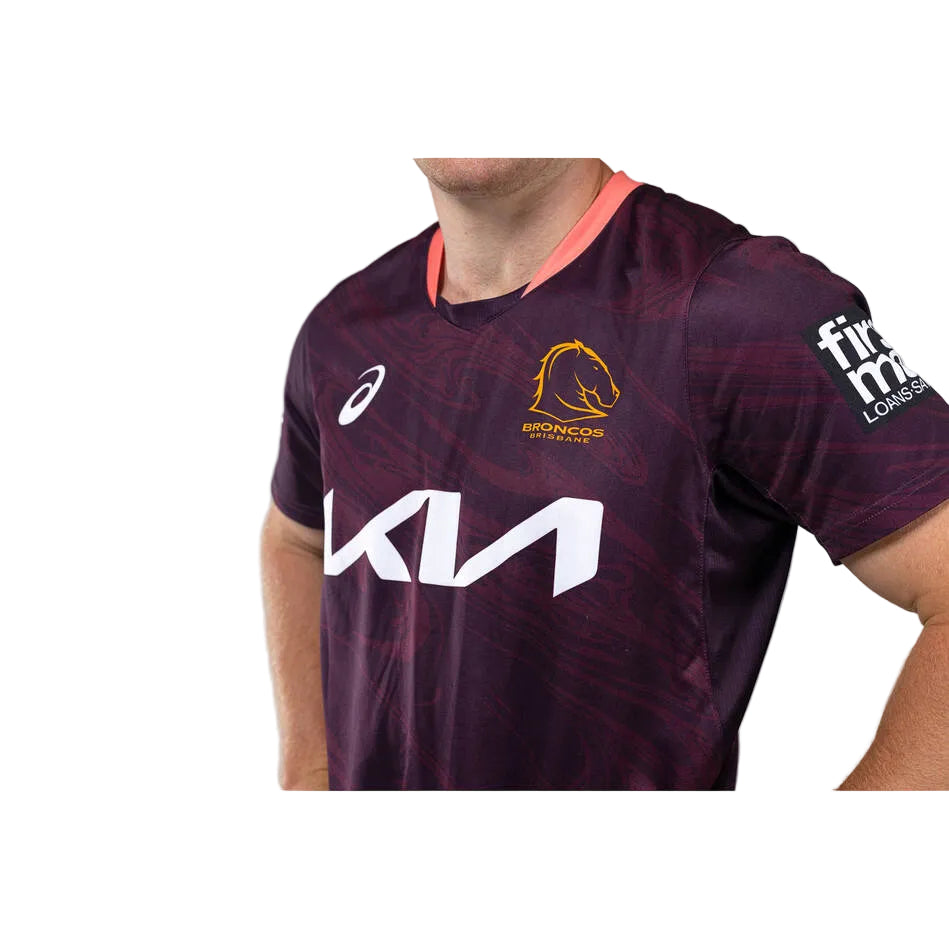 Brisbane Broncos NRL Mens Maroon Training Shirt Brisbane Broncos NRL Mens Maroon Training Shirt