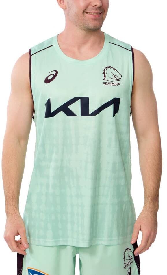 Brisbane Broncos 2025 NRL Mens Mint Training Singlet