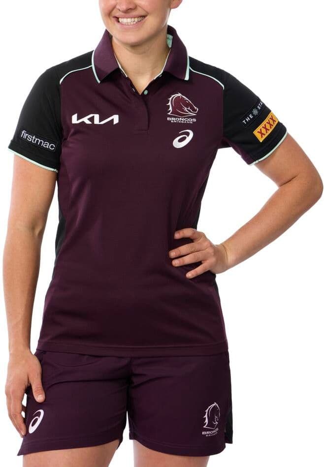 Brisbane Broncos 2025 NRL Ladies Maroon Training Polo Shirt