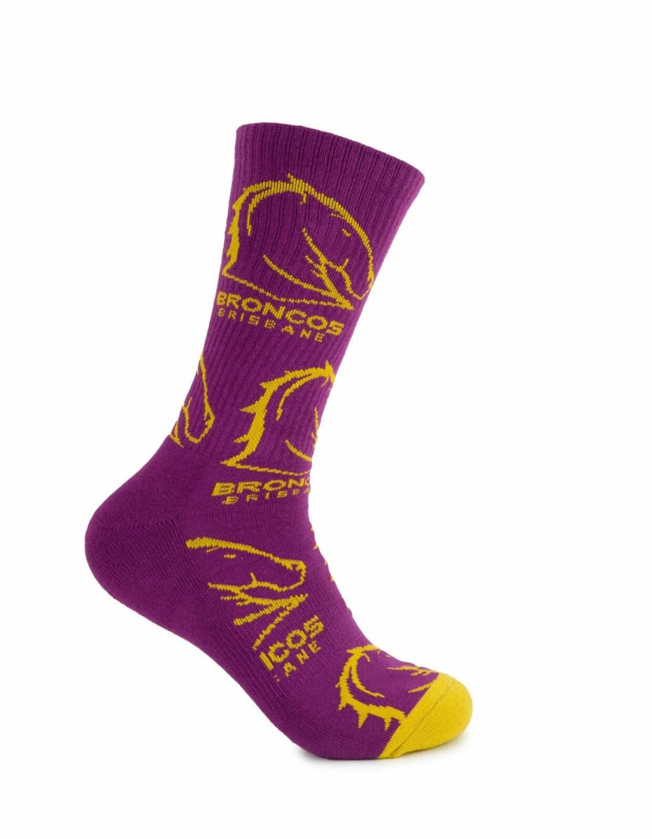Brisbane Broncos NRL Logos Sneaker Socks 2 Pack