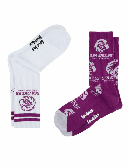 Manly Sea Eagles NRL Logos Sneaker Socks 2 Pack Manly Sea Eagles NRL Logos Sneaker Socks 2 Pack