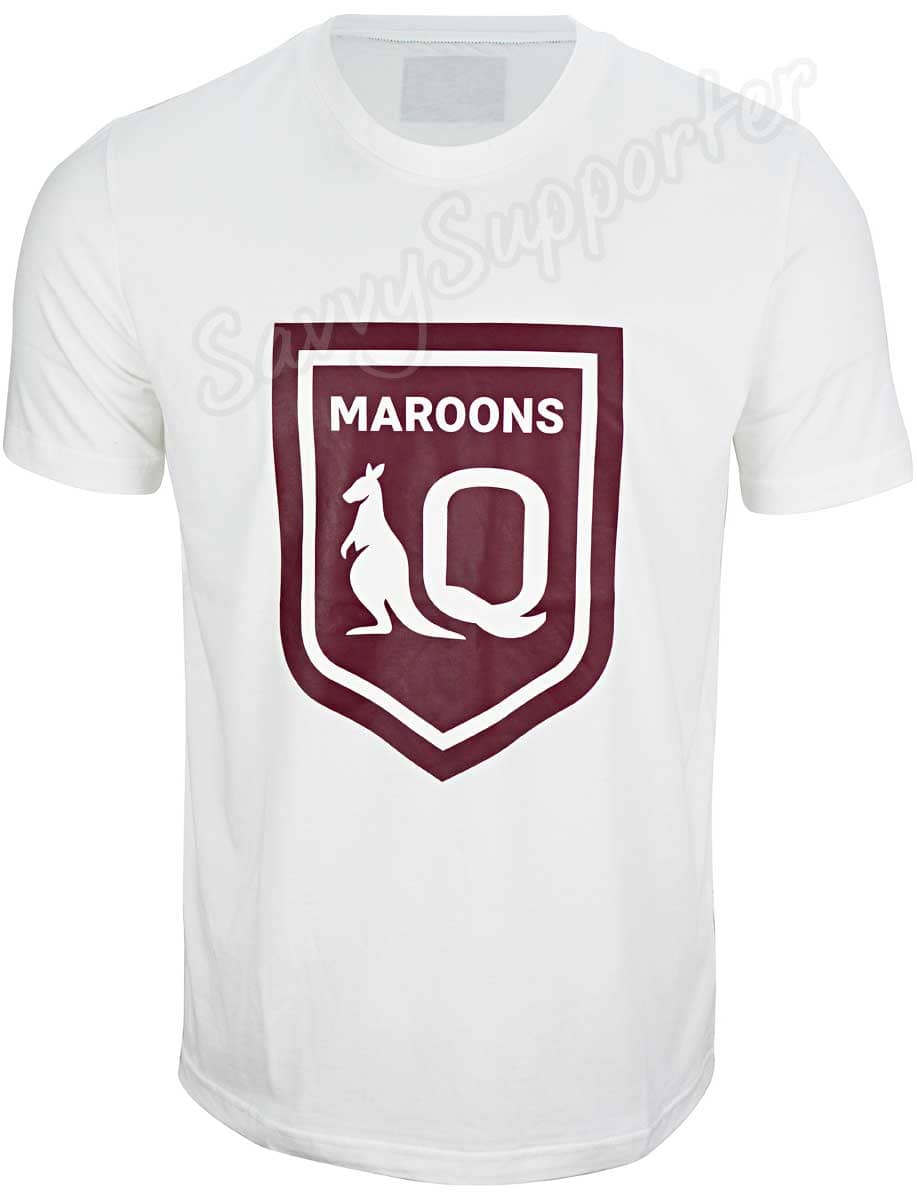 QLD Maroons State of Origin Mens White Logo Tee