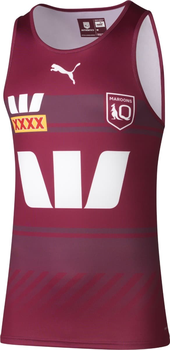 QLD Maroons 2025 State of Origin NRL Mens Maroon Training Singlet