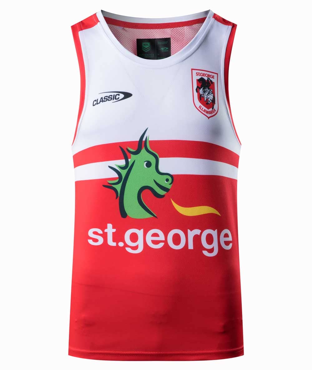 St George Dragons NRL Mens Red / White Training Singlet