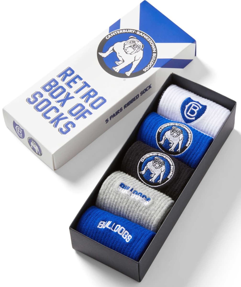 Canterbury Bulldogs 2025 NRL Retro 5 Pack Box Socks