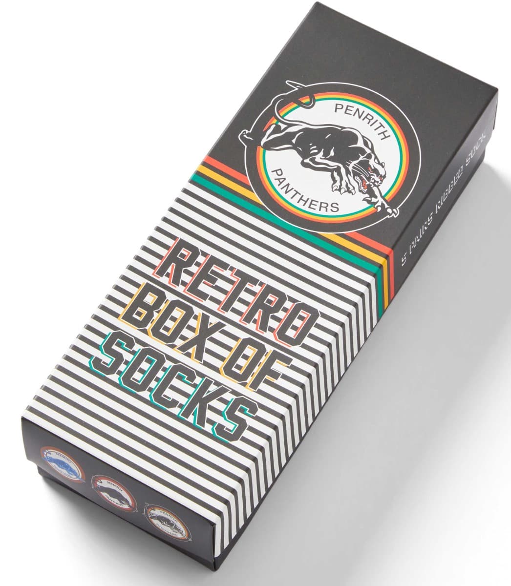 Penrith Panthers 2025 NRL Retro 5 Pack Box Socks