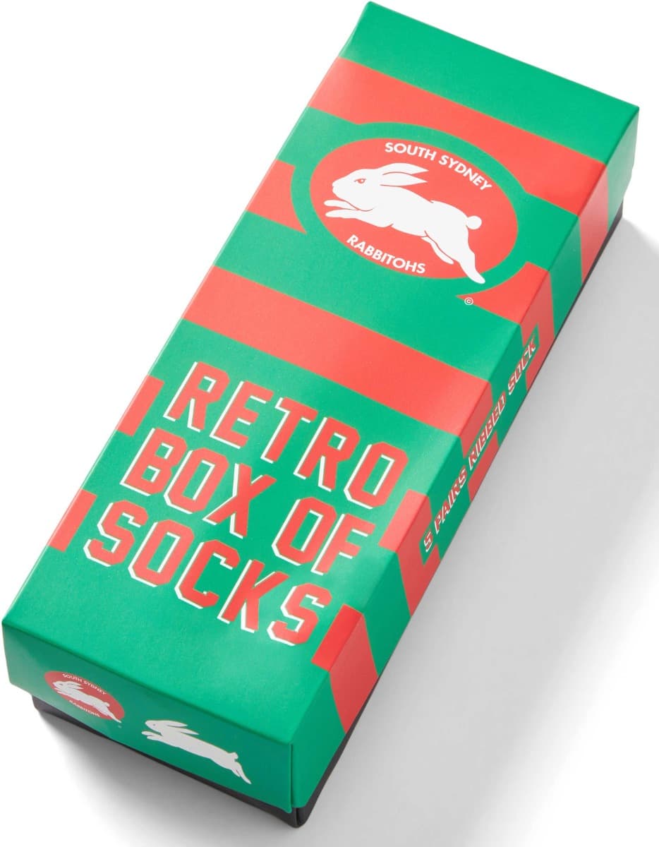 South Sydney Rabbitohs 2025 NRL Retro 5 Pack Box Socks