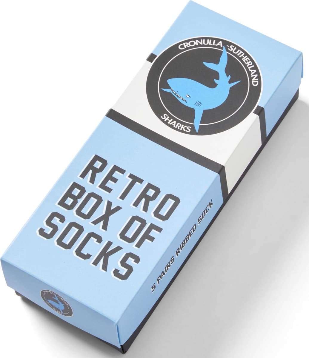 Cronulla Sharks 2025 NRL Retro 5 Pack Box Socks Cronulla Sharks 2025 NRL Retro 5 Pack Box Socks
